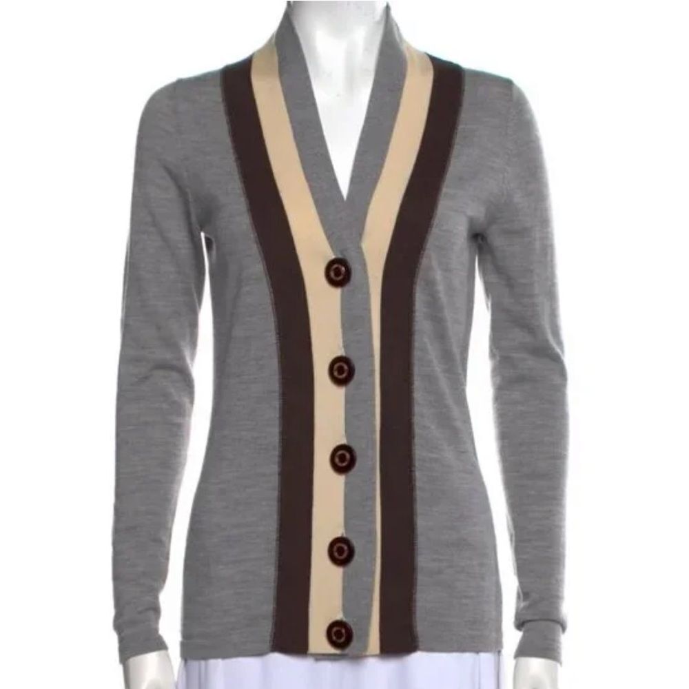 Tory Burch Caz Striped Cardigan Sweater